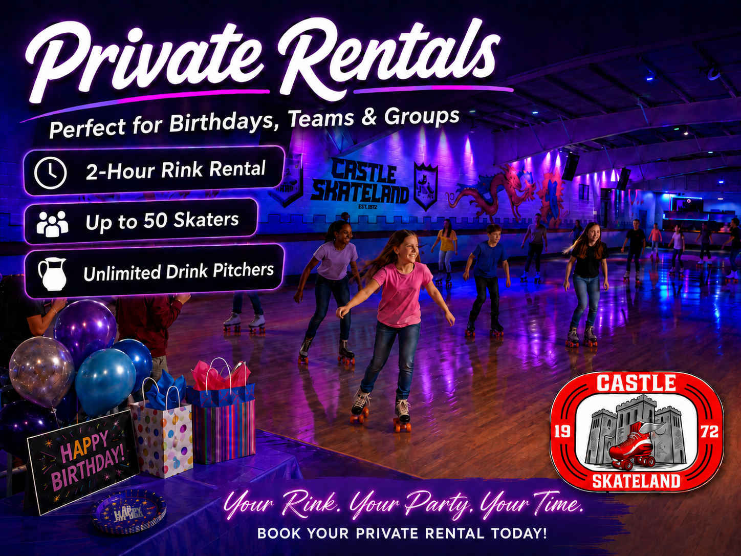 Private skating party at Castle Skateland